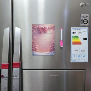 تخته وایت برد سمات مدل رو یخچالی طرح پاپیون برفی سایز 15×20 سانتی متر به همراه ماژیک